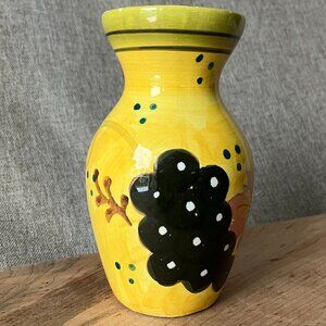 Vtg 1990s Hand Painted Pottery 5.5" Bud Flower Vase